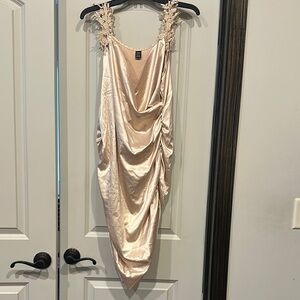 Elegant Cream Draped Dress